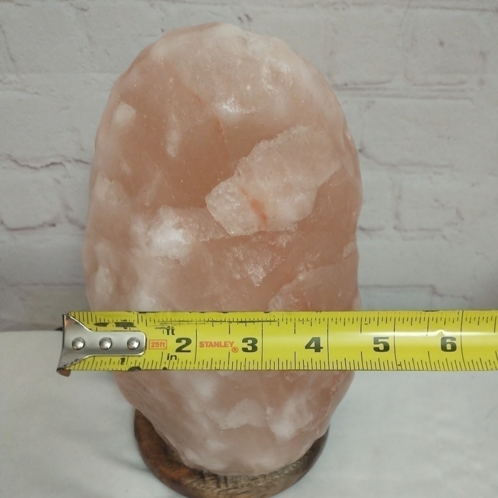 Natural Pink HIMALAYAN salt Lamp on Wood Base 2 Setting Low / High Switch 8.5" - Picture 11 of 11
